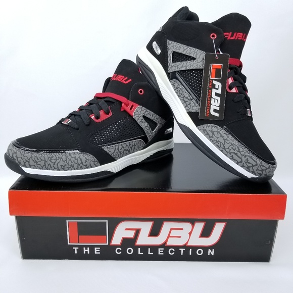 fubu shoes black and red